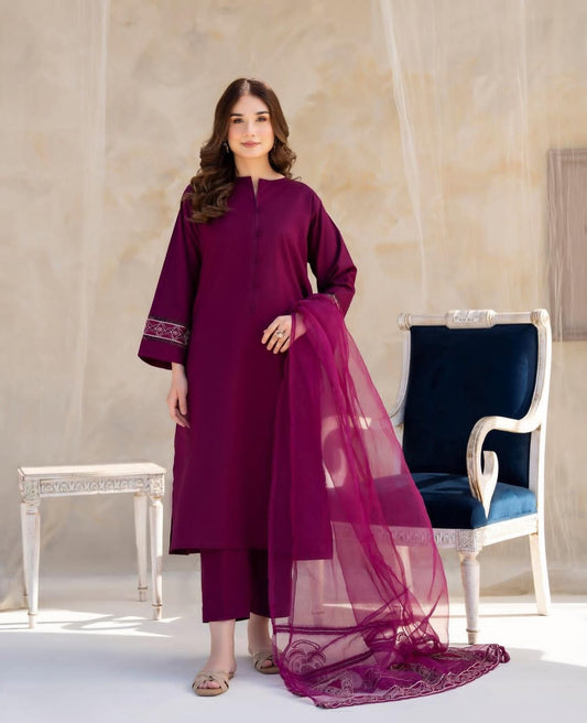 Calico emnroided 3 peice dress