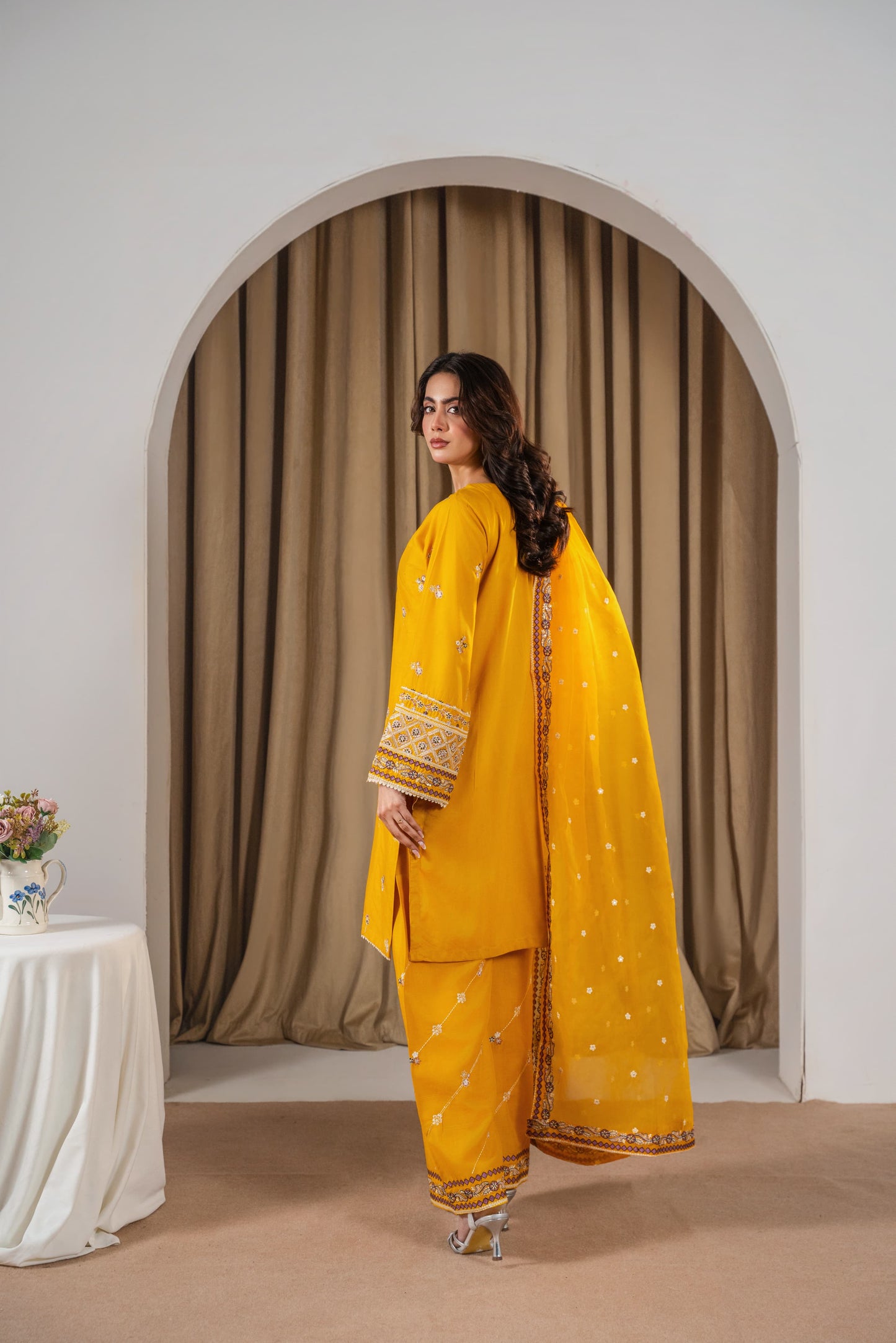 PREET EMBROIDERED 3PC (PLAZO)*