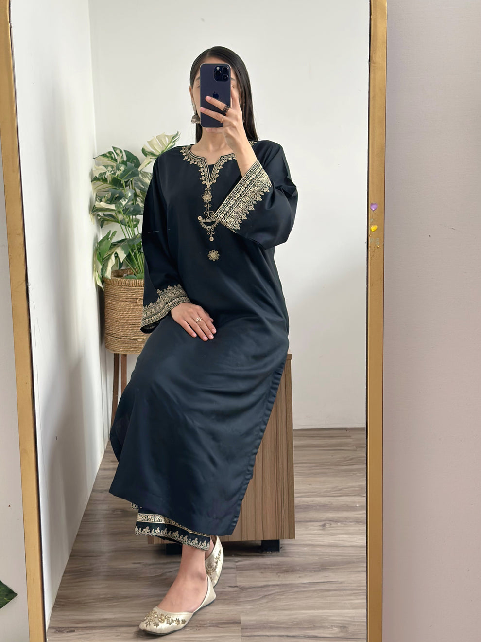 2 pc - BLACK IRIS Co Ords (Shirt with Fully Embroidered Plazo)