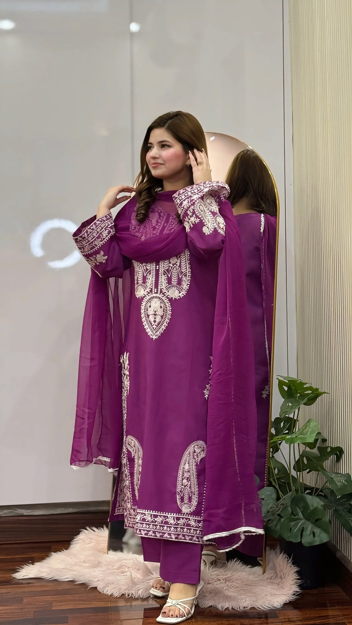 PURPLE SAPPHIRE EMBROIDERED 3PC