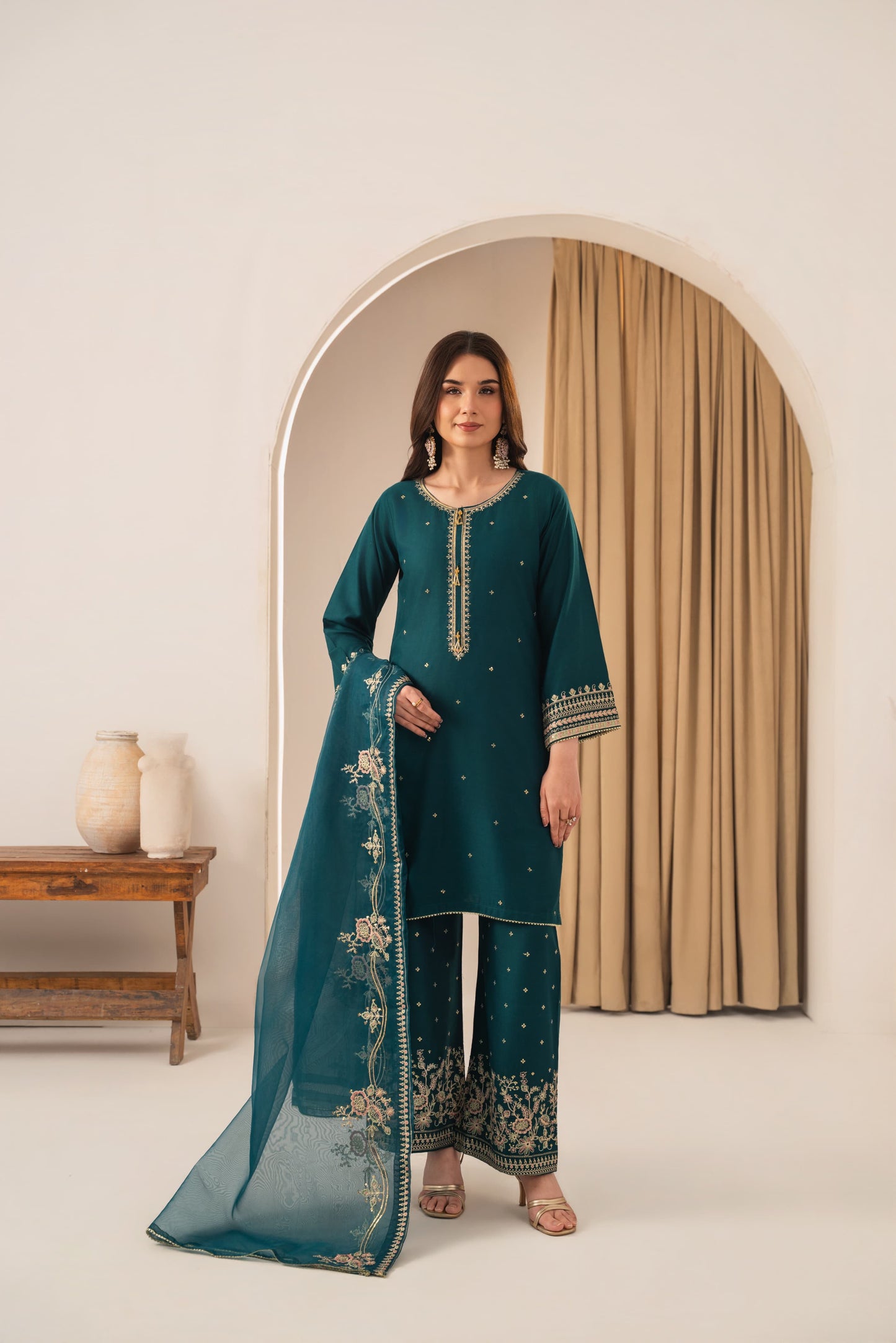 SAFIRA EMBROIDERED 3PC (PLAZO)*