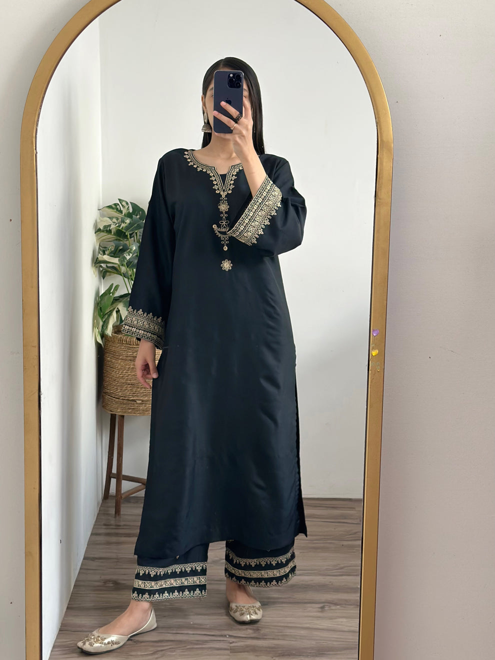 2 pc - BLACK IRIS Co Ords (Shirt with Fully Embroidered Plazo)