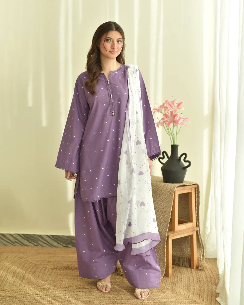 DILARA PURPLE EMBROIDERED 3PC (FARSHI)*
