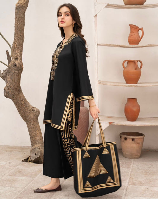 Stylish 2 peice with Bag dress