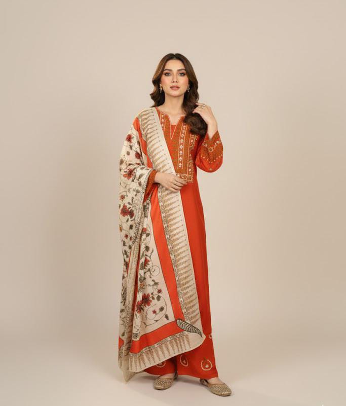 AYAT- 3PC EMBROIDERED WITH*
DIGITAL DUPPATA