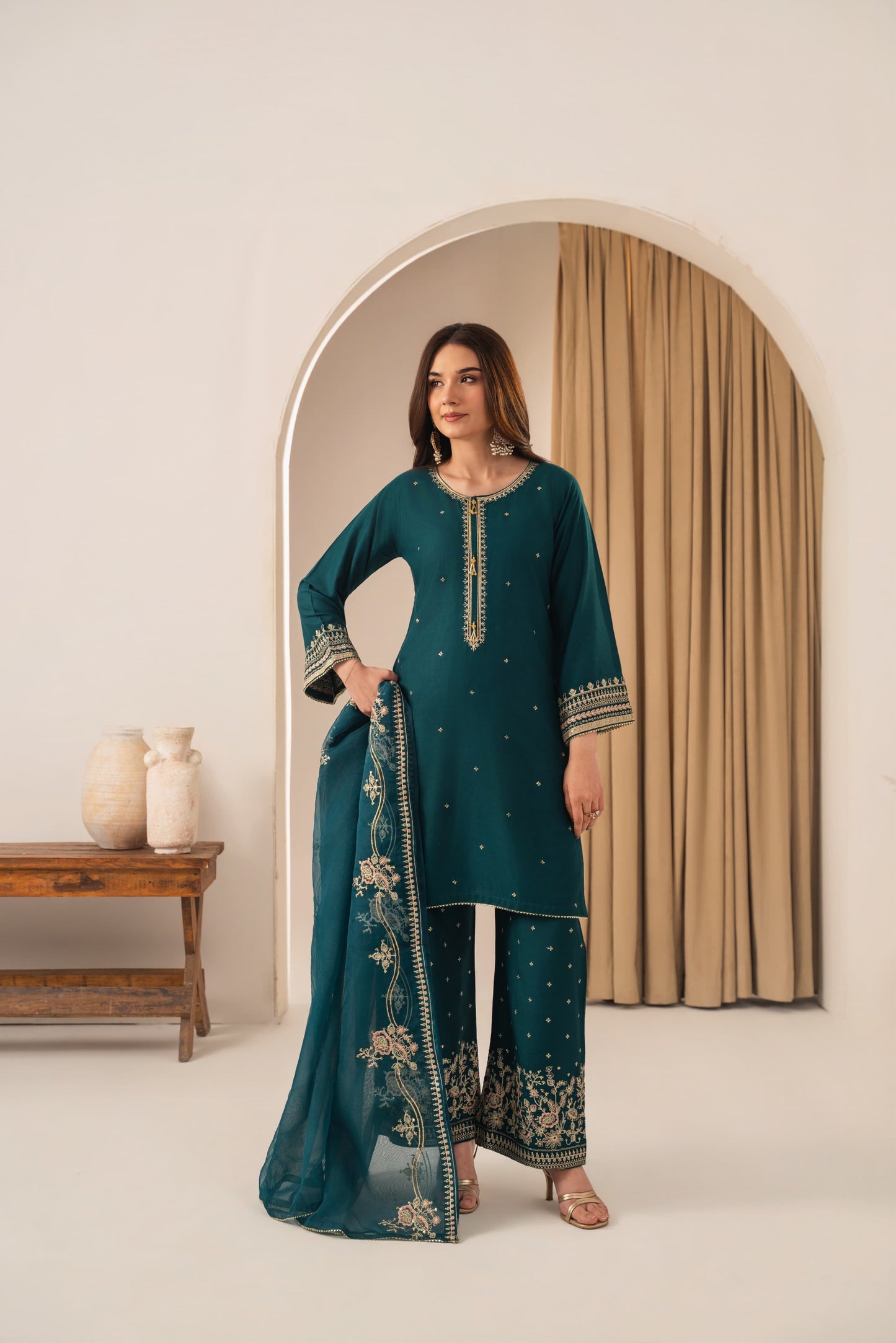 SAFIRA EMBROIDERED 3PC (PLAZO)*