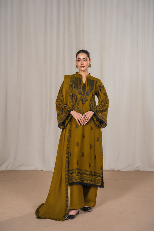 ZAITOON EMBROIDERED 3PC (SHAWL)*