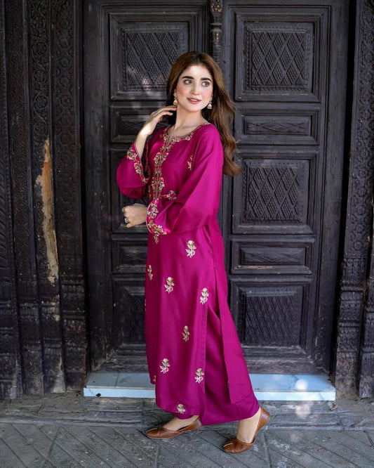Dhanak embroided 2 peice